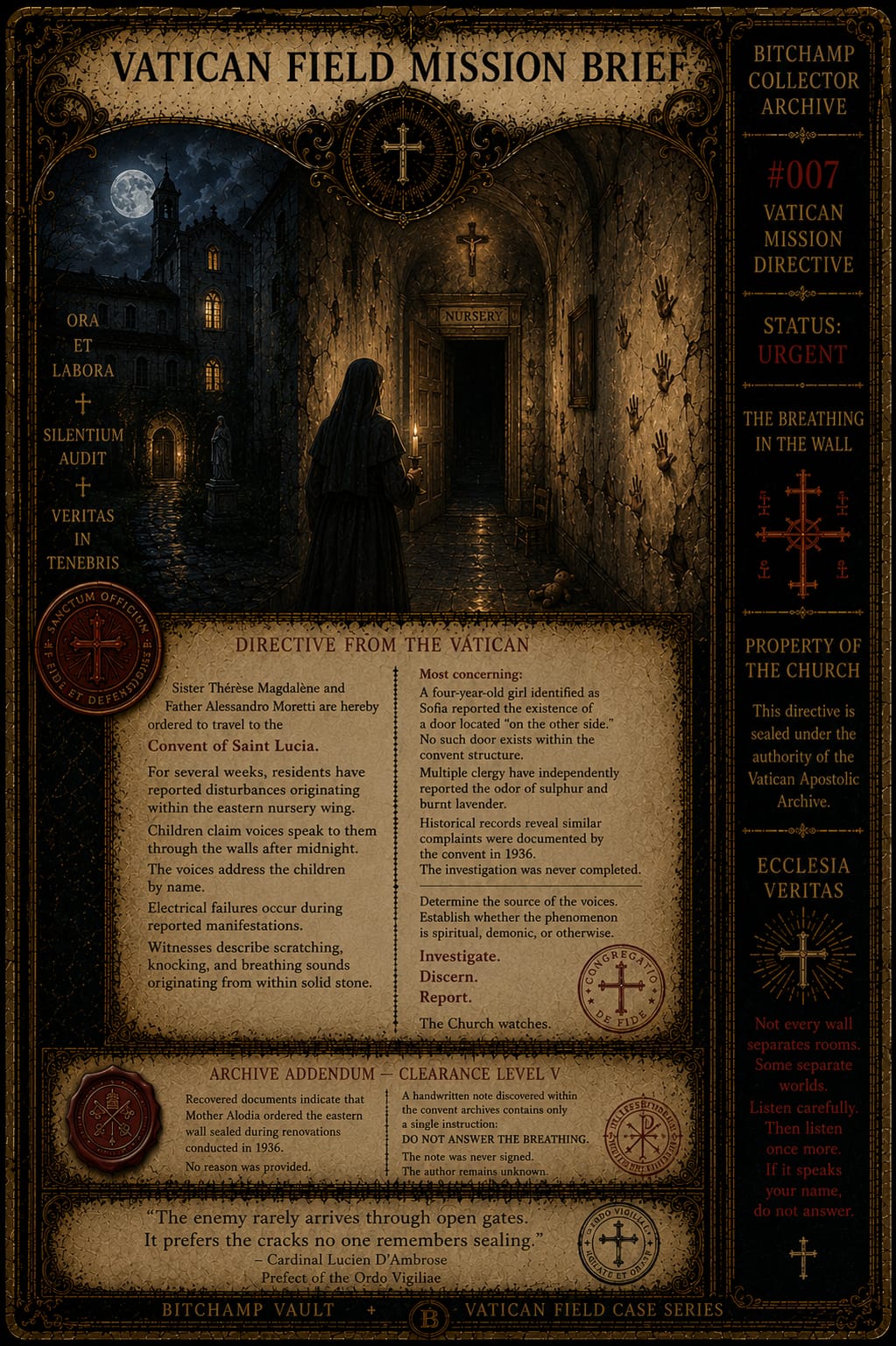 Vatican Field Mission Brief for Sister Thérèse Magdalene