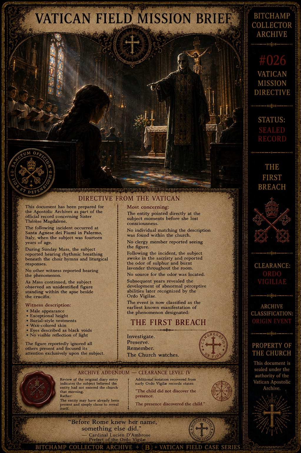Vatican Field Mission Brief for Sister Thérèse Magdalene